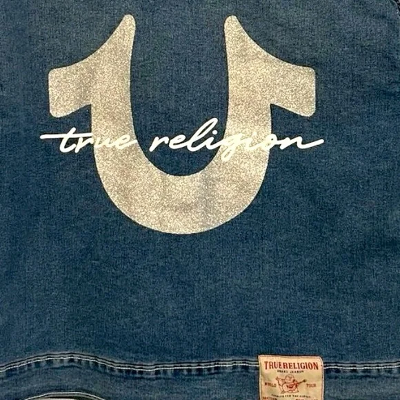 True Religion Oversized Glitter Denim Jacket Size: Medium - Picture 8 of 10